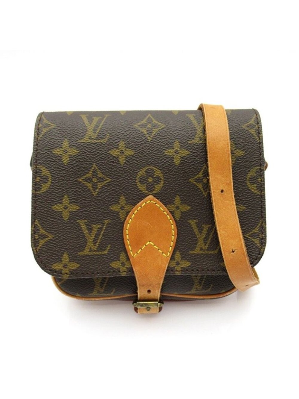 Louis Vuitton Mini Cartouchiere Monogram Shoulder Bag Brown